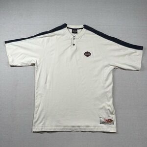 Harley Davidson Shirt Men's‎ Xl Henley V Neck Embroidered Orange Park FL Adamec